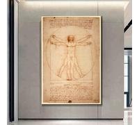 Amore Design Uomo Vitruviano - Leonardo Da Vinci - 50 x 70 cm - Stampa su Tela Canvas - Quadro