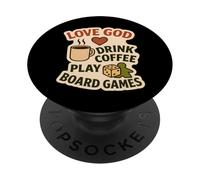 Amore Dio Bere Caffè Gioca Giochi da Tavolo Amante Retro Vintage PopSockets PopGrip Adesivo
