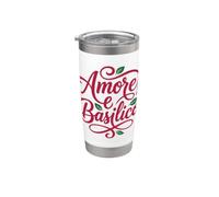 Amore e Basilico Italian Love Basilico Food Lover Bicchiere termico in acciaio inox doppia parete