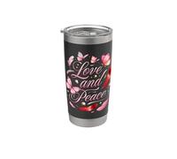 Amore e pace farfalla piuma morbida estetica Script Bicchiere termico in acciaio inox doppia parete