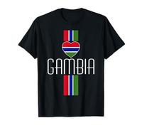 Amore Gambia con la Bandiera Gambis Dentro Un Cuore Gambian Pride Maglietta