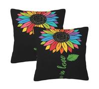 Amore Girasole Arcobaleno 2 Pezzi Fodere per Cuscini Interessante Caso Fodere Antimacchia Federa Copri per Casa Salotto Letto 45X45Cm