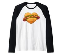 Amore Hot Dogs A Forma di Cuore Fast Food Concetto Maglia con Maniche Raglan