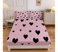 Amore Lenzuolo Con Angoli 180x200x30cm, Nero Lenzuolo Con Angoli, Minimalismo Elasticizzati Coprimaterasso Tasca Profondità 30cm per Letto Super King