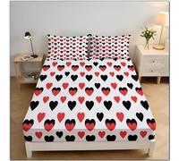 Amore Lenzuolo Con Angoli, Minimalismo Lenzuolo Con Angoli King 150x200x30 cm, Rosso Lenzuola in Microfibra Morbido Tasca Profonda 30 Cm Con 2 Federe