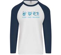 Amore Pace Delfini Uomo L/S Baseball T-Shirt
