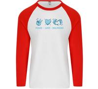 Amore Pace Delfini Uomo L/S Baseball T-Shirt