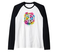 Amore & Pace Hippie Flower-Power Segni di Pace Fiori Maglia con Maniche Raglan