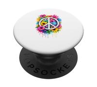 Amore & Pace Hippie Flower-Power Segni di pace Fiori PopSockets PopGrip Adesivo