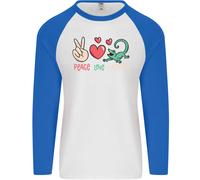 Amore Pace Lucertole Divertente Gekko Iguana Gecko Uomo L/S Baseball T-Shirt
