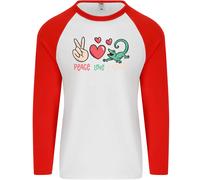 Amore Pace Lucertole Divertente Gekko Iguana Gecko Uomo L/S Baseball T-Shirt