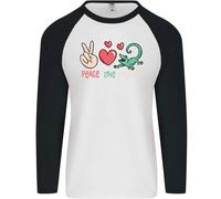 Amore Pace Lucertole Divertente Gekko Iguana Gecko Uomo L/S Baseball T-Shirt