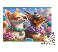 Amore per i Chihuahua Puzzle 1000 Pezzi Carta riciclata per adulti Puzzle per adulti Gioco difficile e stimolante Gioco familiare divertente Ottima idea regalo per il relax 52x38cm/1000pcs