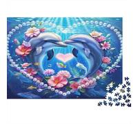 Amore per i delfini sott'acqua Puzzle 1000 Pezzi Carta riciclata per adulti Puzzle per adulti Gioco educativo con sfida Ottima idea regalo per la decompressione 70x50cm/1000pcs
