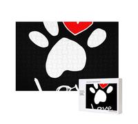 Amore per l'impronta della zampa del cane,Puzzle in legno da 300 pezzi per famiglie, per adulti e adolescenti, decorazioni per la casa