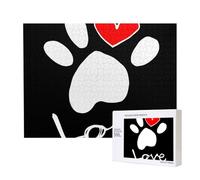 Amore per l'impronta della zampa del cane,Puzzle in legno da 500 pezzi, gioco di famiglia, puzzle per adulti e adolescenti, decorazioni per la casa