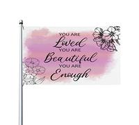 Amore per ragazza floreale con parole citazione sei rosa bandiera colori vivaci resistente ai raggi UV sbiadimento perfetto per esterni interni decorazione della casa 3x5 piedi banner in poliestere mo
