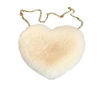 Amore Pesca Cuore Delle Donne Catena A Tracolla Peluche Una Spalla Sacchetto di Lana Peluche A Forma Di Cuore Cuscino Caldo Per Le Ragazze Borse A Tracolla Signore Nero Grande, beige., Taglia unica