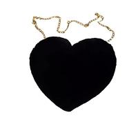 Amore Pesca Cuore Delle Donne Catena A Tracolla Peluche Una Spalla Sacchetto di Lana Peluche A Forma Di Cuore Cuscino Caldo Per Le Ragazze Borse A Tracolla Signore Nero Grande, Nero , Taglia unica per