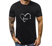 Amore San Valentino Camicetta Camicetta Top Corti, Magliette Corte, per Coppia, Uomo, Stampa, Manica, Giorno, Regali, Camicetta da Donna, Nero , L