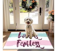 Amore senza paura a Strisce Zerbino - Non-Slip Assorbente Tappeto per la Porta d'ingresso, Corridoio, Cucina - Decorativo Tappeto di Benvenuto