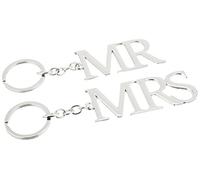 Amore Set di due portachiavi argentati Mr & Mrs