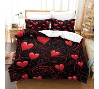 Amore Stampa Tridimensionale Lenzuola Set Da Letto Amore Copriletto Microfibra Superiore Sottocuscino Incluso DeliGattoo E Lavabile Single（140x200cm）