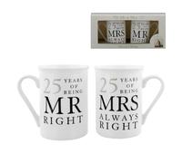 Amore WG67725 - Set di 2 tazze in porcellana con scritta in inglese Mr Right & Mrs Always Right