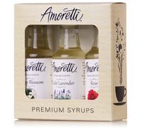 Amoretti Premium Floral Syrups 50ml 3 Pack (Rose, Violet Lavender, Orange Blossom)