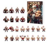 Amorevole ciondolo 24 giorni 2d Bodybuilder acrilico di Santa Ornament Calendario per bambini - 2025 Calendario di conto alla rovescia di Natale | Ornamento di Natale per la famiglia Family Son Women