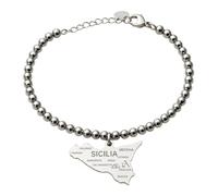 amorili Bracciale Donna Acciaio Inox Stile Siciliano - Gioielli Siciliani Eleganti | Charm Sicilia, Idea Regalo Originale -bcc2831