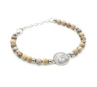 amorili Bracciale San Padre Pio da Pietrelcina Uomo Donna Acciaio Inox Pietre Naturali Simbolo Religioso Cristiano Fede Preghiera Regalo Spirituale (paesina)