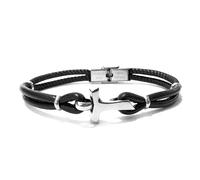 amorili Bracciale Uomo Tau Francescano in Acciaio e Pelle - Gioiello Religioso con Croce Tau, Accessorio Spirituale Regolabile - Idea Regalo Cristiana