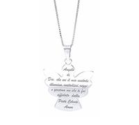 amorili collana angioletto ciondolo preghiera angelo custode in argento 925 gioiello donna catenina da 45 cm H mm 22 L mm 15