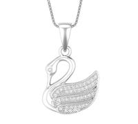 amorili Collana Cigno Donna in Argento 925 con Zirconi | Ciondolo Elegante e Brillante | Gioiello Raffinato e Simbolico | Idea Regalo Amore, Grazia e Purezza cll1555