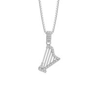 amorili Collana Donna con Arpa Ciondolo Musicale in Argento 925 con Zirconi | Gioiello Elegante e Luminoso | Idea Regalo per Amanti della Musica | Accessorio Raffinato e Brillante cll2242