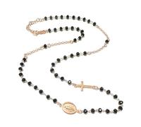 amorili collana rosario in argento 925 ramato girocollo postine nere cll1011b