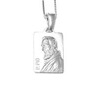 amorili Collana San Padre Pio in Argento 925 | Medaglietta Religiosa con Catenina | Gioiello Uomo Donna | Idea Regalo Fede e Protezione | Made in Italy - cll1866