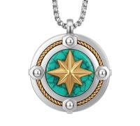 amorili Collana Uomo Rosa dei Venti in Acciaio Inossidabile | Pendente Bussola Nautica | Catena Regolabile Fino a 50 cm | Gioiello Regalo Elegante Stile Marina Militare (l)