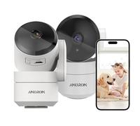 AMOROM Telecamera WiFi Interno, 360° Videocamera Sorveglianza con Pan/Tilt, Visione Notturna, Audio Bidirezionale, Tracciamento del Movimento, Compatibile con Alexa e Google Assistant, 2.4Ghz, 2 Pack