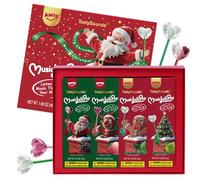 Amos Music Lollipop Candy, 4 Pack Christmas Audio Singing Lollies Sweets, (Black-berry & Peach & Mint & Apple) Flavors Lollipops, Sugar Free Lollipops Christmas Sweet Gift