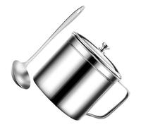 Amosfun 1 Set Barattolo Filtrante per Olio Acciaio Inossidabile con Cucchiaio Contenitore per Conservare Olio da e Facile da per Uso e