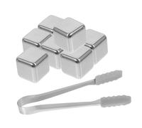 Amosfun 1 Set Cubetti Di Ghiaccio in Acciaio Inossidabile Refrigeratore Sbarra Ghiacciato Agghiacciante Cubi Di Ghiaccio Riutilizzabili Pietra Del Vino Cubo Per i Cocktail Bevanda Argento