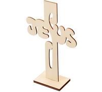 Amosfun 10 Pezzi Croce in Legno Decorativa Beige a Forma di Croce, Elegante e Facile da Conservare, per Decorazioni Natalizie la Casa la Camera da Letto
