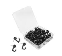 Amosfun 100 Pezzi Push Pin Picture Hooks Nero per Bacheca in Sughero Chiodi con Gancio per Appendere e Decorazioni Spilli da Parete per Lavagne e Progetti DIY