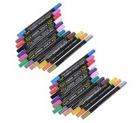 Amosfun 12 Pezzi Pennarelli Artistici a Doppia Punta con Due Colori, 24 | Punta Tonda Fine e Larga, Lavabili a Base D'acqua, Plastico, Scuola e Aula, per Disegno e Colorazione