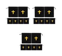 Amosfun 18 Pollici Borsa a Coulisse Religiosa Nera Croce, per Rosari e | Tessuto, Struttura Stabile, Facile da Portare, Formato 12, 20x10, 00x0, 50cm, per Altare