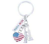 Amosfun 1Pc Pendants Ring Red Metal Of Veterans US Keychain Home Keyring Key Hangings Memorial Bag Pendant Regali Decorativi Usa Statue American Decor White Accessories Toy Flag