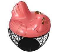 Amosfun 1pezzi Cestino Portaoggetti in Ferro Battuto Forma Di Pollo Contenitore Per Uova e Frutta Per Uso Domestico Rosa