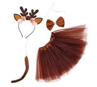 Amosfun 1set Costume Cosplay Animale Per Bambine Con Fascia Per Orecchie Da Cervo Gonna Tutu e Coda Accessori Per Feste Tema Halloween e Performance Teatrali